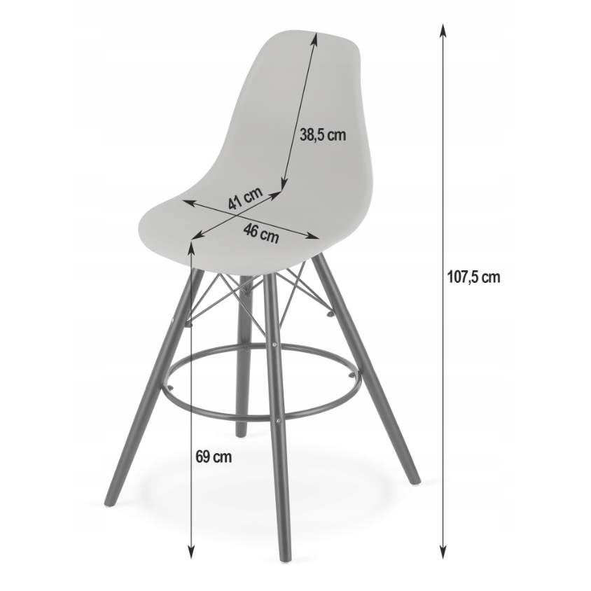 Scaun de bucatarie bar, Artool, PP, lemn, negru, 54x55x107.5 cm 3