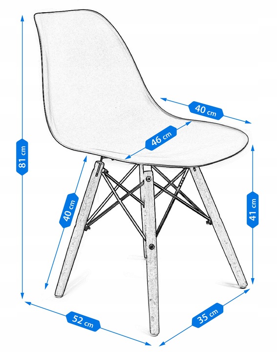 Scaun stil scandinav, plastic, metal, lemn, bej, 46x52x81 cm, Eva CM 961388 2