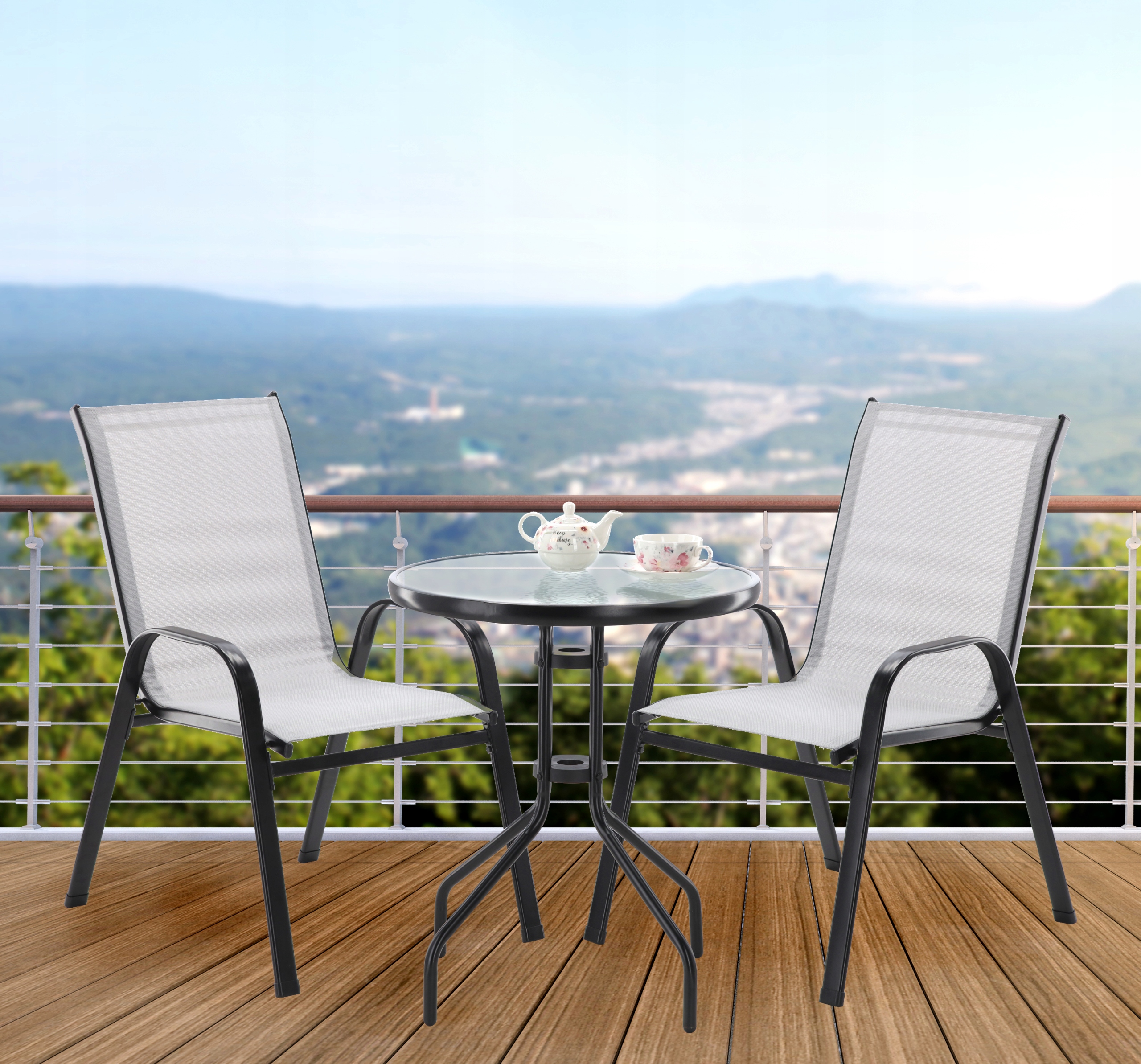 Set mobilier gradina terasa balcon, gri, 1 masa, 2 scaune, Andra SAD5901 8
