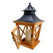 Felinar decorativ din lemn cu led 19x19x36 cm