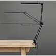 Lampa de birou 2 in 1, cu prindere masa, brat flexibil, 3 culori lumina, 10 niveluri, USB, negru, 3x37 cm, Izoxis