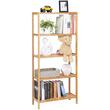 Raft depozitare, Songmics, bambus, 5 polite, natur, 10 kg, 60x26x130cm