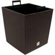 Set 2 ghivece de flori, Rato Low, imitatie ratan, patrate, 32x32x32.5 cm, maro, Prosperplast