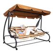 Balansoar gradina, Springos, 4 locuri, maro, crem, 230x130x162 cm, functie pat, max 300 kg