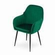 Scaune stil scandinav, set 2 buc, Artool, Lugo, catifea, metal, verde si negru, 57.5x56.5x86.5 cm
