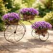 Suport metalic pentru flori, model bicicleta vintage, 3 ghivece, 60x21x42 cm, Strend Pro