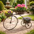 Suport metalic pentru flori, model bicicleta vintage, 3 ghivece, 60x21x42 cm, Strend Pro