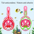 Masca snorkeling cu tub pentru copii model rechin, roz
