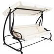 Balansoar gradina, Springos, 3 locuri, cu plasa insecte, crem, 220x120x160 cm, functie pat, max 280 kg