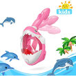 Masca snorkeling cu tub pentru copii model rechin, roz