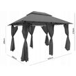 Pavilion de gradina crem cu perdele 3x4