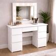 Masa de toaleta/machiaj, alba, cu oglinda si LED-uri, Vanessa Old, 130x43x143 cm