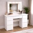 Masa de toaleta/machiaj, Vanessa, alba, cu oglinda si LED-uri, 130x43x143 cm