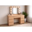 Masa de toaleta/machiaj, Vanessa, stejar, cu oglinda si LED-uri, 130x43x143 cm (143851)