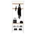 Cuier cu 2 rafturi pentru incaltaminte, Vasagle, banca, pal si metal, bej, 72x33.7x183 cm