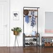 Cuier cu 2 rafturi pentru incaltaminte, Vasagle, banca, pal si metal, negru, 72x33.7x183 cm
