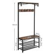 Cuier cu 2 rafturi pentru incaltaminte, Vasagle, banca, pal si metal, negru, 80x30x178.5 cm