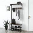 Cuier cu 2 rafturi pentru incaltaminte, Vasagle, banca, pal si metal, negru, 80x30x178.5 cm