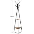 Cuier, Songmics, 6 carlige, 2 rafturi, metal, negru, 49x49x179 cm