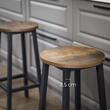 Set 2 scaune de bucatarie/bar, Artool, pal si otel, maro rustic, negru, 32x65 cm