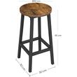Set 2 scaune de bucatarie/bar, Artool, pal si otel, maro rustic, negru, 32x65 cm