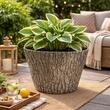 Ghiveci decorativ de gradina, model scoarta de copac, rezistent la intemperii, diametru 38 cm