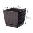 Ghiveci decorativ de flori, patrat 19x19x15.9 cm, imitatie ratan, maro