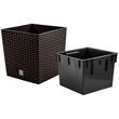 Ghiveci decorativ de flori, Prosperplast, Rato, imitatie ratan, patrat, maro, 40x40x40.8 cm