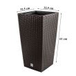 Ghiveci decorativ de flori, patrat 32.5x32.5x61 cm, imitatie ratan, maro
