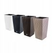 Ghiveci decorativ de flori, patrat 32.5x32.5x61 cm, imitatie ratan, alb