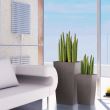 Ghiveci decorativ de flori, patrat 22.5x22.5x42.1 cm, imitatie ratan, maro