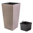 Ghiveci decorativ de flori, Prosperplast, Rato, imitatie ratan, patrat, cafeniu, 32.5x32.5x61 cm