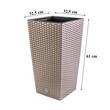 Ghiveci decorativ de flori, Prosperplast, Rato, imitatie ratan, patrat, cafeniu, 32.5x32.5x61 cm