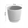 Ghiveci decorativ de flori, rotund 19x16.5 cm, alb, Ratolla