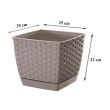 Ghiveci decorativ de flori, patrat 25x25x22 cm, imitatie ratan, cafeniu, Ratolla