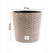 Ghiveci decorativ de flori, rotund 25x22.4 cm, imitatie ratan, cafeniu, Rato