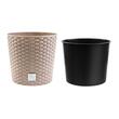 Ghiveci decorativ de flori, Prosperplast, Rato, imitatie ratan, rotund, cafeniu, 30x27 cm