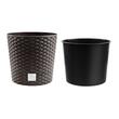 Ghiveci decorativ de flori, Prosperplast, Rato, imitatie ratan, rotund, maro inchis, 30x27 cm