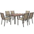 Set mobilier gradina/terasa, cafeniu si maro, 1 masa, 6 scaune, Esther