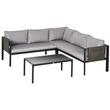 Set mobilier gradina/terasa, gri si negru, 1 masa, 3 canapele, Kayden