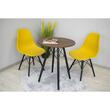 Masa stil scandinav, Leobert, rotund, MDF si lemn, maro rustic, 60x73 cm