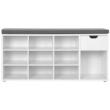 Banca depozitare incaltaminte, pantofar pentru hol, Vasagle, pal, 10 rafturi, 1 sertar, alb, 104x30x48 cm