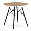 Masa stil scandinav, Leobert, rotund, MDF si lemn, natur, 80x75 cm