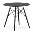 Masa stil scandinav, Leobert, rotund, MDF si lemn, negru, 80x72 cm