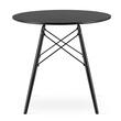 Masa stil scandinav, Leobert, rotund, MDF si lemn, negru, 80x72 cm