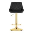 Set 2 scaune de bucatarie/bar, Artool, Kast, rotativ, catifea neagra, picior metal auriu, 45.5x49x85-105 cm