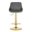 Set 2 scaune de bucatarie/bar, Artool, Kast, rotativ, catifea gri, picior metal auriu, 45.5x49x85-105 cm