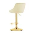 Set 2 scaune de bucatarie/bar, Artool, Kast, rotativ, catifea bej, picior metal auriu, 45.5x49x85-105 cm