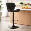Set 2 scaune de bucatarie/bar, Artool, West, rotativ, catifea neagra, picior metal negru, 46x48.5x90-111 cm