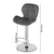 Set 2 scaune de bucatarie/bar, Artool, West, rotativ, catifea gri, picior metal negru, 46x48.5x90-111 cm